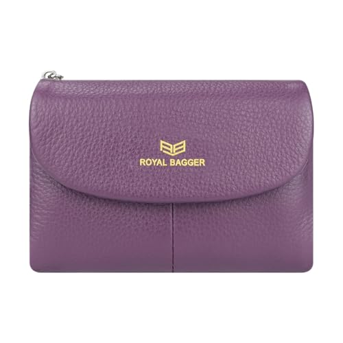 Royal Bagger RFID-Blockierung Frauen Kurze Brieftasche echtes Leder Multi-Card Slots Karteninhaber Trifold Geldbörse magnetische Öffnung 2063 (Lila) von Royal Bagger