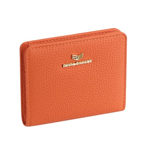 Royal Bagger RFID-Geldbörse für Damen, echtes Leder, mehrere Kartenfächer, Kartenhalter, lässige Münzbörse, Bifold Wallet 2133, Orange/Abendrot im Zickzackmuster (Sunset Chevron), Casual von Royal Bagger