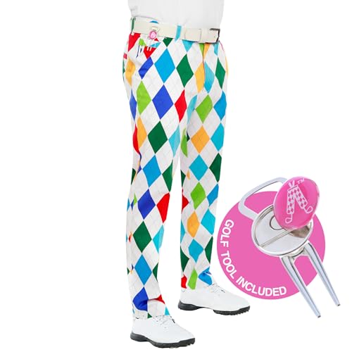 ROYAL & AWESOME HERREN-GOLFHOSE, Mehrfarbig (King of Diamond), W32/L32 von Royal & Awesome