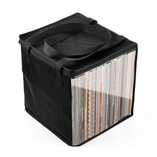 Rtyweth Vinyl-Schallplatten-Organizer, Schallplatten-Tragetasche mit Deckelgriff, tragbare Schallplattenboxen, Alben, Präsentationsaufbewahrung, Organizer von Rtyweth