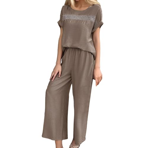 Zweiteiler für Damen, Zweiteiler Damen Sommer Elegant Frühling Outfit Große Größen Sportlich Freizeitanzug 2 Teiler Musselin Hosenanzug Jogginganzug Boho Lässig Trainingsanzug Casual Kurz Zweiteiler für Damen, Zweiteiler Damen Sommer Elegant Frühling Outfit Große Größen Sportlich Freizeitanzug 2 Teiler Musselin Hosenanzug Jogginganzug Boho Lässig Trainingsanzug Casual Kurz von RuFengz