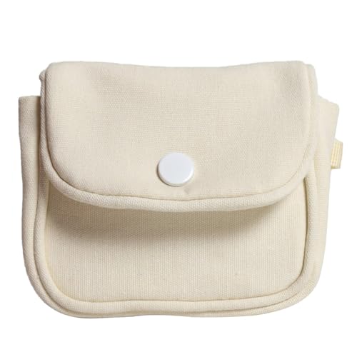 Kleine Leinentasche, einfarbig, Münzbörse, Make-up-Kopfhörer-Tasche für Outdoor-Aktivitäten, Headset, weiß von Ruarby