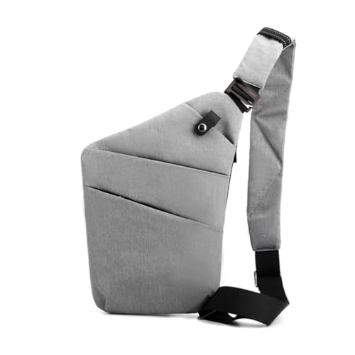 Ruarby Modische Crossbody-Tasche, Gürteltasche, große Kapazität, für Erwachsene, Brusttasche, spritzwassergeschützt, über der Schultertasche, grau, Right shoulder von Ruarby