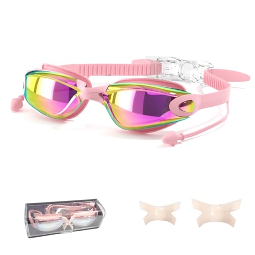 Schwimmbrille Polarisiert Erwachsene für Herren Damen nasenklammer schwimmen Schwimmbrille UV-Schutz Anti Nebel Verstellbar Gurt Jugendliche - Rosa Schwimmbrille Polarisiert Erwachsene für Herren Damen nasenklammer schwimmen Schwimmbrille UV-Schutz Anti Nebel Verstellbar Gurt Jugendliche - Rosa von Ruayia