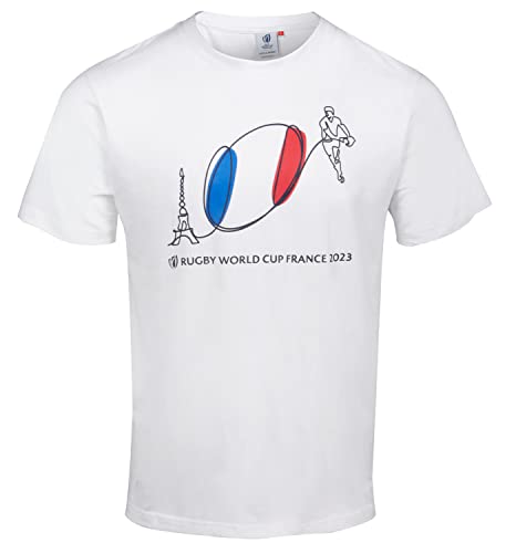 Rugby World Cup T-Shirt RWC – Offizielle Kollektion Rugby-Weltmeisterschaft 2023, weiß, L von Rugby World Cup