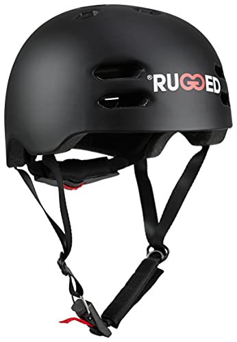 Rugged Helm für Stuntscooter, Skateboard, Inlineskates, Fahrrad - Skatehelm größenverstellbar (M (55-58cm), Schwarz)… von Rugged