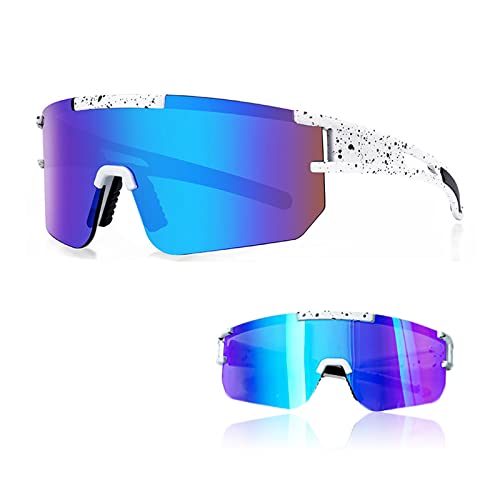 Ruikdly Schnelle Brille Rave Polarisierte Sportbrille Fahrradbrille Herren Sportsonnenbrillen für Herren Sonnenbrille Fahrrad für Outdoorsport Radfahren Fahren Laufen Golf (Weiß und Blau) Ruikdly Schnelle Brille Rave Polarisierte Sportbrille Fahrradbrille Herren Sportsonnenbrillen für Herren Sonnenbrille Fahrrad für Outdoorsport Radfahren Fahren Laufen Golf (Weiß und Blau) von Ruikdly