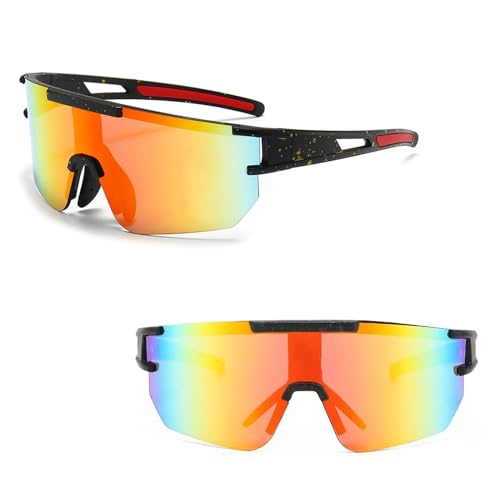 Ruikdly Schnelle Brille Rave Polarisierte Sportbrille Fahrradbrille Herren Sportsonnenbrillen für Herren Sonnenbrille Fahrrad für Outdoorsport Radfahren Fahren Laufen Golf (Schwarz Rot) Ruikdly Schnelle Brille Rave Polarisierte Sportbrille Fahrradbrille Herren Sportsonnenbrillen für Herren Sonnenbrille Fahrrad für Outdoorsport Radfahren Fahren Laufen Golf (Schwarz Rot) von Ruikdly