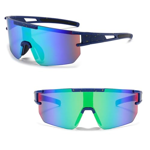 Ruikdly Schnelle Brille Rave Polarisierte Sportbrille Fahrradbrille Herren Sportsonnenbrillen für Herren Sonnenbrille Fahrrad für Outdoorsport Radfahren Fahren Laufen Golf (Blau Grün) von Ruikdly