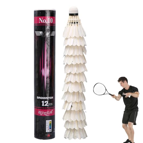 Badmintonball,Badminton-Federbälle, Feder-Badmintonbälle, Badminton-Federbälle mit natürlichen Federn für den Innen- und Außenbereich, rothaariger Badmintonball mit hoher Stabilität von Ruilonghai