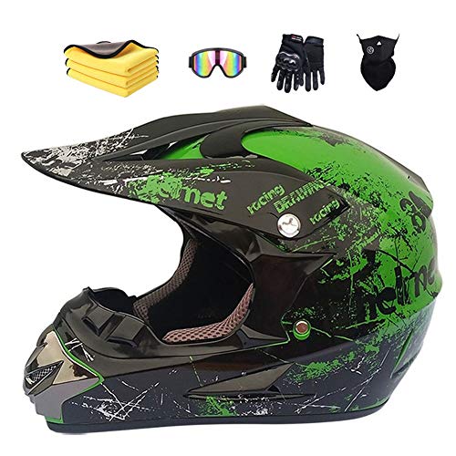 Ruiqieor Motorradhelm Kinder Cross Helme Sturzhelm Helm für Motorrad Kinderquad und Crossbike ATV Helm mit Handschuhe Maske Brille,Grün M:57-58cm Ruiqieor Motorradhelm Kinder Cross Helme Sturzhelm Helm für Motorrad Kinderquad und Crossbike ATV Helm mit Handschuhe Maske Brille,Grün M:57-58cm von Ruiqieor
