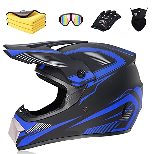 Ruiqieor Motorradhelm Motocross Helm Kinder Cross Helms Motorbike ATV MTB Freien Sport Motorcycle Helmet Set mit Handschuhen Brille,Black Blue,M:57-58cm Ruiqieor Motorradhelm Motocross Helm Kinder Cross Helms Motorbike ATV MTB Freien Sport Motorcycle Helmet Set mit Handschuhen Brille,Black Blue,M:57-58cm von Ruiqieor