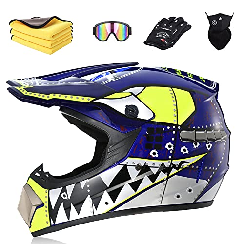 Ruiqieor Motorradhelm Motocross Helm Kinder Cross Helms Motorbike ATV MTB Freien Sport Motorcycle Helmet Set mit Handschuhen Brille,Blue,M:57-58cm Ruiqieor Motorradhelm Motocross Helm Kinder Cross Helms Motorbike ATV MTB Freien Sport Motorcycle Helmet Set mit Handschuhen Brille,Blue,M:57-58cm von Ruiqieor