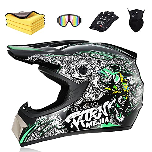 Ruiqieor Motorradhelm Motocross Helm Kinder Cross Helms Motorbike ATV MTB Freien Sport Motorcycle Helmet Set mit Handschuhen Brille,Gray Green,M:57-58cm Ruiqieor Motorradhelm Motocross Helm Kinder Cross Helms Motorbike ATV MTB Freien Sport Motorcycle Helmet Set mit Handschuhen Brille,Gray Green,M:57-58cm von Ruiqieor