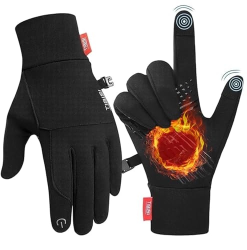 Ruixue Thermo Handschuhe Herren Damen - Winter Warme Beheizbare Winterhandschuhe FahrradHandschuhe Skihandschuhe, Winddichte Sporthandschuhe für Laufen, Fahren, Radfahren, Wandern (Schwarz-ST001, XL) von Ruixue