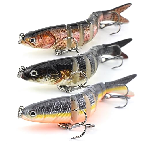 Wobbler Set Jerkbait Angelköder Kunstköder Fisch Angeln Forellen köder Swimbait Angelset für Hecht Barsch Zander mit 2 Drillingshaken und Fischköder Box von RunFar shop