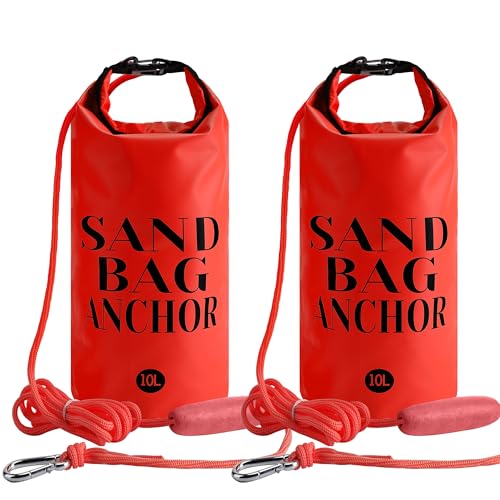 RunNico 500D Sandsack-Anker, 2-in-1-Jet-Ski-Anker-Set mit verstellbarer Boje, 2 Stück PWC wasserdichte Trockentasche für Jetski, Kajak, Boot, Wasserfahrzeuge und Kanu von RunNico