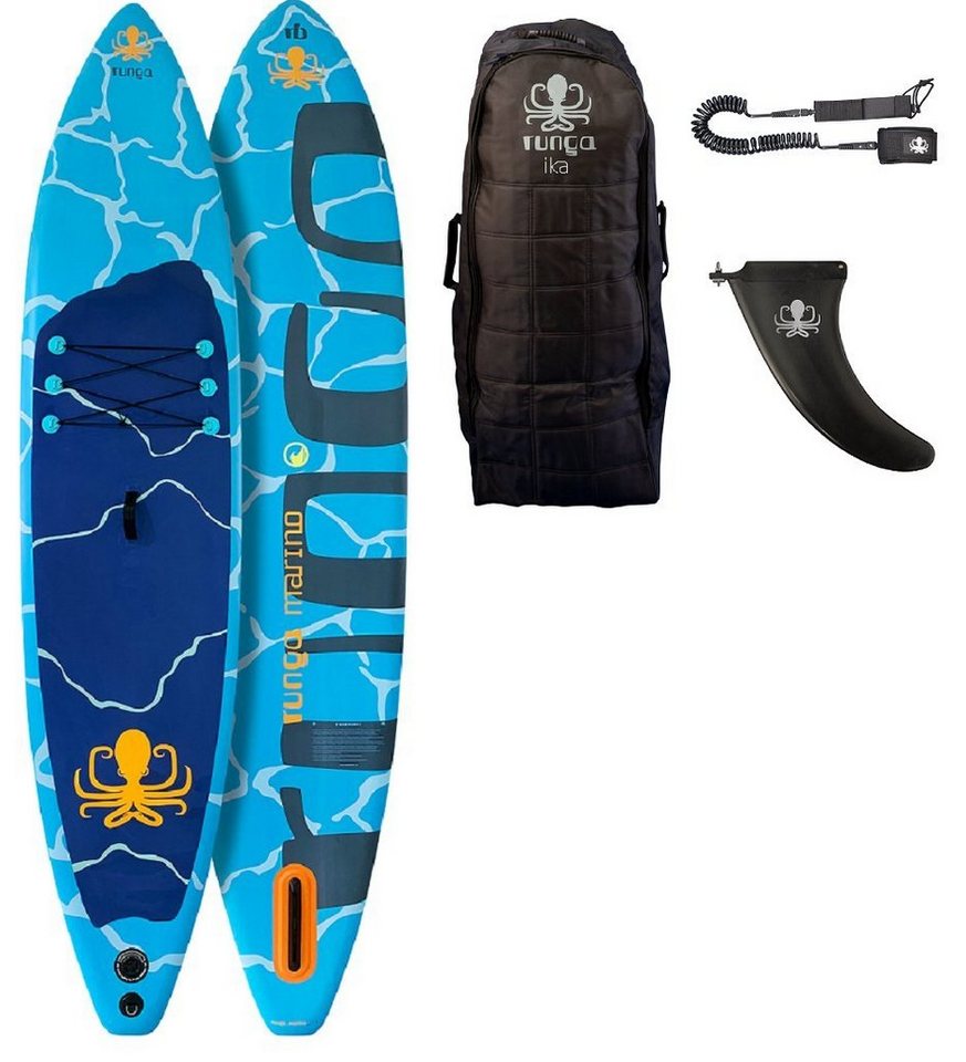 Runga-Boards Inflatable SUP-Board MARINO AIR 11.4 Stand Up Paddling SUP iSUP, All-Around-Fitness-Board, (Set 1, mit gepolsterten Trolley-Rucksack, Center-Finne und Coiled-Leash) von Runga-Boards