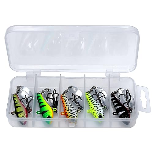 RUNYU Angelköder Set, 5 Stück Jig Spinner Angeln 20g in Köderbox UV-Aktiv Angel Köder für Hecht, Barsch, Forellen, Zander, Döbel RUNYU Angelköder Set, 5 Stück Jig Spinner Angeln 20g in Köderbox UV-Aktiv Angel Köder für Hecht, Barsch, Forellen, Zander, Döbel von Runyu