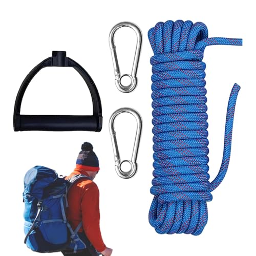 Ruoptree Baumkletterseil, Kletterseil,Verstellbares Sicherheitsseil Outdoor-Seil mit Edelstahl-Karabinern - Kletterausrüstung mit Griff für Campingschaukel-Outdoor-Abenteuer von Ruoptree