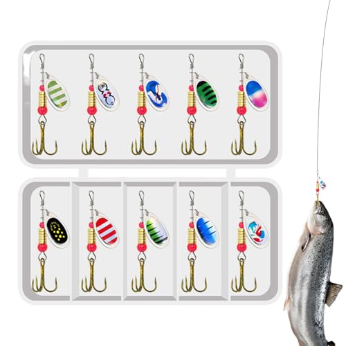 Ruoptree Köder Angelköder,Spinnerbait Angelköder - Spinner Baits Angelköder Köder Bass Fishing Kit 11 Stück,Hartmetall-Angelköder Spinnerbait für Süßwasser-Salzwasser-Lachsbarsch-Zanderforelle von Ruoptree