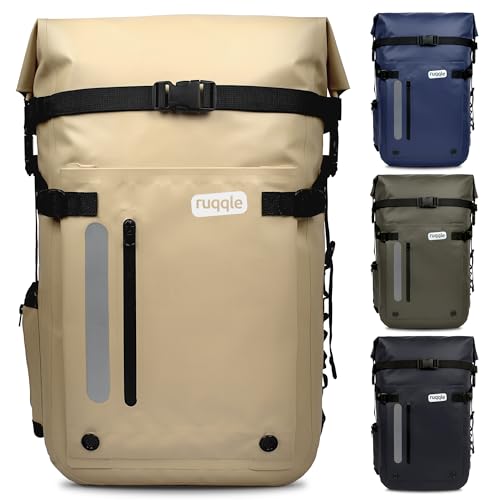 Ruqqle Wasserdichter Rucksack, vielseitig, wasserdicht Tasche, Dry Bag 20/30/45 l, mit 3 Außentaschen, komfortabel, RollTop, Strand, Boot, Kanu, Paddel, Kajak, Wandern, Camping, Angeln, Motorrad von Ruqqle