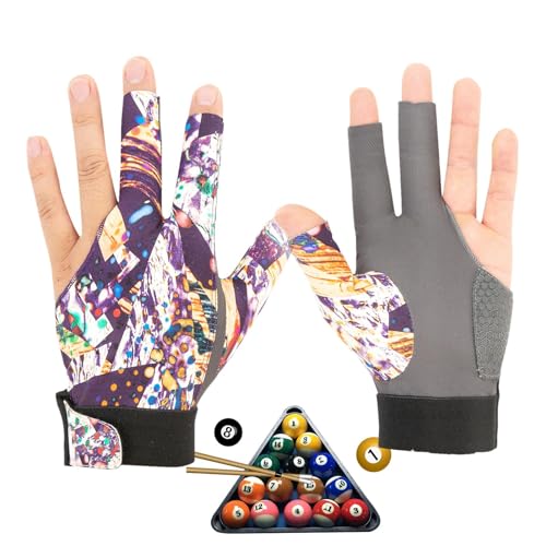 Rurunklee Billardhandschuhe, Drei-Finger-Handschuhe, professionelle 3-Finger-Handschuhe für Billardshooter – rutschfest, hohe Elastizität, verstellbare Wasserdichtigkeit, Billardzubehör für Männer und von Rurunklee
