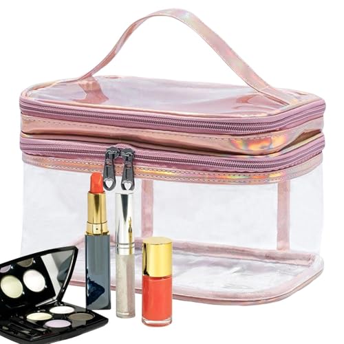 Rurunklee Transparente Kulturtasche – Transparente große Make-up-Tasche | wasserdichte Make-up-Tasche, Kosmetiktasche Organizer für Mädchen, Reisetasche für Toilettenartikel, Laserpulver, Refer to von Rurunklee