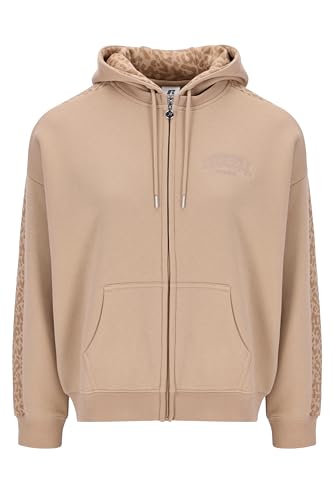 Russell Athletic A31312-N6-521 APEX-Zip Through Hoody - Leopard Hood Lining Sweatshirt Damen Black Größe S von Russell Athletic