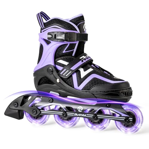 Ruthfot Verstellbare Inline Skates für Kinder Jungen und Mädchen, Leucht-Skates für Kinder von 6-12 Jahren Outdoor-Leuchtpatinen für Frauen und Männer von Ruthfot