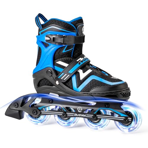 Ruthfot Verstellbare Inline Skates für Kinder Jungen und Mädchen, Leucht-Skates für Kinder von 6-12 Jahren Outdoor-Leuchtpatinen für Frauen und Männer von Ruthfot