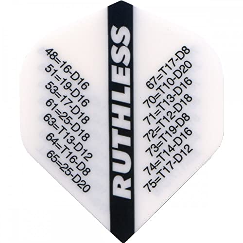 Ruthless Checkouts Dart-Flights | 100 Mikron Standard Nr. 2 | Weiß, 5 Stück von Ruthless