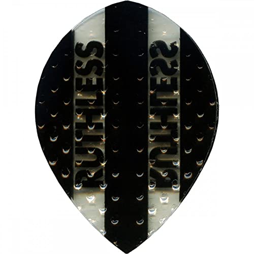 Ruthless Clear Panel Dart Flights | 100 Mikron Birne | Schwarz, 3 Stück von Ruthless