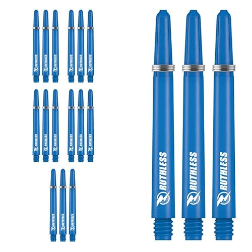 Ruthless Deflectagrip Dart-Schäfte | Langlebige Nylon-Schäfte mit Federn in mittlerer Länge, 49 mm, blau, 5 Sets (5XS1571) von Ruthless