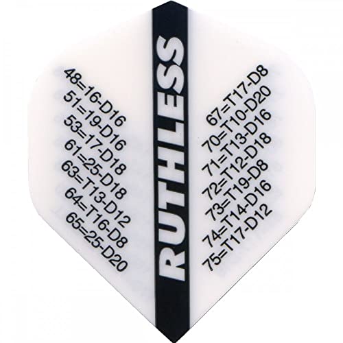 Ruthless RX Checkouts Dart-Flights, extra stark, 100 Mikron, Standard-Nr. 2-Form, Weiß, 3 Sets mit je 3 Flights (3XF3587) von Ruthless