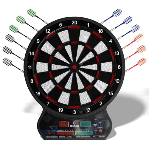 Ruthless - Ruthless R600 Electonic Dartscheibe - weiche Spitze - inkl. 4 Sets Dartpfeile - 8 Spieler - 27 Spiele Ruthless - Ruthless R600 Electonic Dartscheibe - weiche Spitze - inkl. 4 Sets Dartpfeile - 8 Spieler - 27 Spiele von Ruthless