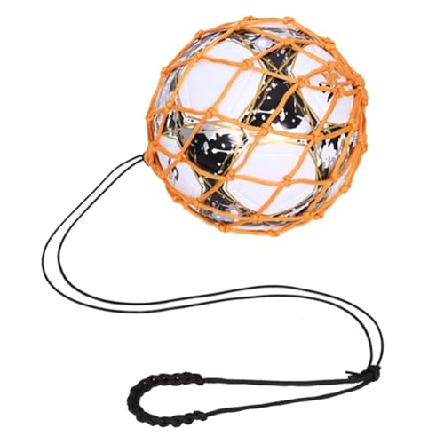 Ruuizksa Gelbe Fußball-Ballnetztasche, Auffällige Verschlüsselung + Elastisches Seil, Fußball-Trainingstasche, Tragbare Balltasche von Ruuizksa