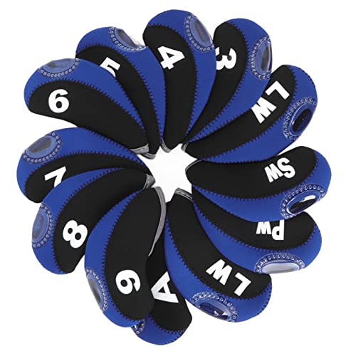12 Stück Golfschlägerkopfhüllen, Schützen Sie Ihre Golfschläger, Schlägernummerierung Zur Einfachen Identifizierung, Hochwertige Schlägerkopfhüllen(Schwarz Blau) von RvSky