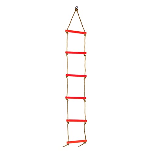 RvSky Lustiges Outdoor-Kunststoffseil-Kletterleiter-Spielzeug Für Kinder – Sechsteiliges Trainingsgerät Für Kinderspielabenteuer(Rot) von RvSky