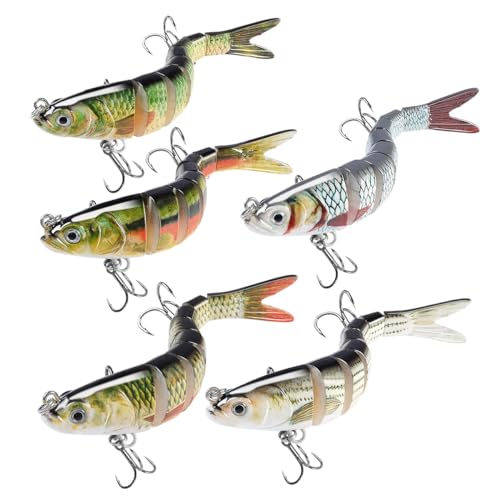 RYACO Angelköder, Kunstköder Wobbler Hecht, Fisch Köder für Zander Barsch Forellen Swimbait lebensechter Angel köder für Süß- und Salzwasser Angelgeschenke für Männer Familien-Angelausrüstung, 5 Stück RYACO Angelköder, Kunstköder Wobbler Hecht, Fisch Köder für Zander Barsch Forellen Swimbait lebensechter Angel köder für Süß- und Salzwasser Angelgeschenke für Männer Familien-Angelausrüstung, 5 Stück von Ryaco