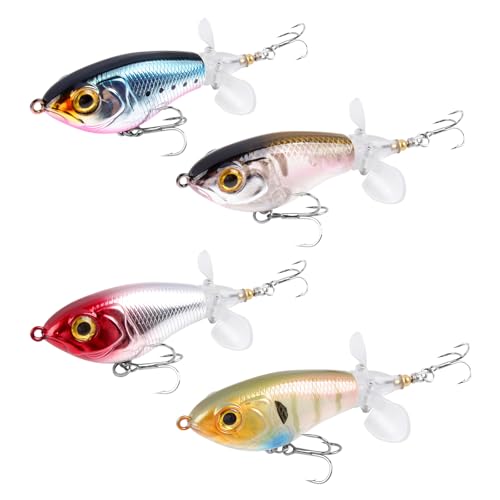 RYACO Topwater Angelköder, Schwimmende Köder für Süßwasser/Salzwasser, Barschköder mit BKK-Haken, Drehbarer Schwanz, Top Water Angeln Wobble Oberfläche Bass Köder für Barsch, Wels, 4 Stück RYACO Topwater Angelköder, Schwimmende Köder für Süßwasser/Salzwasser, Barschköder mit BKK-Haken, Drehbarer Schwanz, Top Water Angeln Wobble Oberfläche Bass Köder für Barsch, Wels, 4 Stück von Ryaco