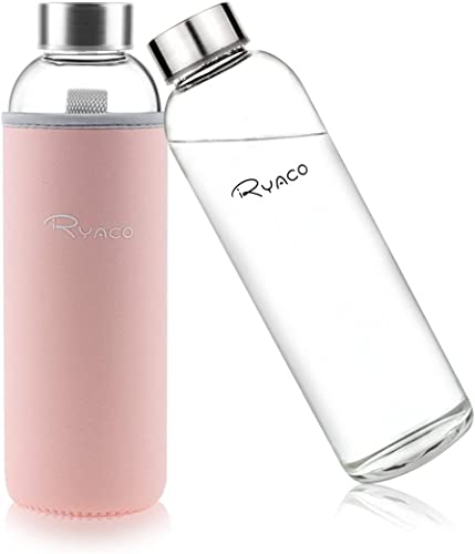 Ryaco Glasflasche 1 liter /1l - 550ml - Trinkflasche Wasserflasche Glas mit Neoprenhülle - Flasche Glas mit Schwammbürste - Glastrinkflasche für kohlensäurehaltige Getränke Ryaco Glasflasche 1 liter /1l - 550ml - Trinkflasche Wasserflasche Glas mit Neoprenhülle - Flasche Glas mit Schwammbürste - Glastrinkflasche für kohlensäurehaltige Getränke von Ryaco