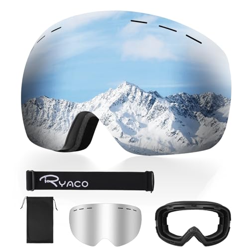 Ryaco Skibrille Snowboardbrille, 100% UV-Schutz Anti-Nebel OTG Sphärische Schneebrille für Brillenträger, Schlagfeste Linse Schneesportbrille für Herren, Damen, Jugendliche, Jungen, Mädchen Ryaco Skibrille Snowboardbrille, 100% UV-Schutz Anti-Nebel OTG Sphärische Schneebrille für Brillenträger, Schlagfeste Linse Schneesportbrille für Herren, Damen, Jugendliche, Jungen, Mädchen von Ryaco