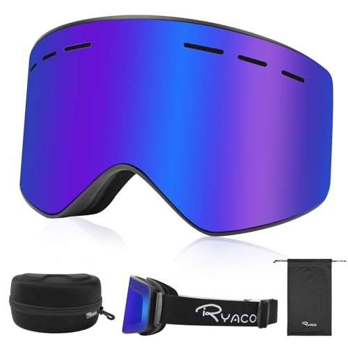 Ryaco Skibrille mit Magnetische Linse, Anti-Nebel OTG Snowboard Brille für Brillenträger, UV-Schutz, Hochauflösende Schneesportbrille für Herren, Damen, Jugendliche, Jungen, Mädchen, Blau Ryaco Skibrille mit Magnetische Linse, Anti-Nebel OTG Snowboard Brille für Brillenträger, UV-Schutz, Hochauflösende Schneesportbrille für Herren, Damen, Jugendliche, Jungen, Mädchen, Blau von Ryaco