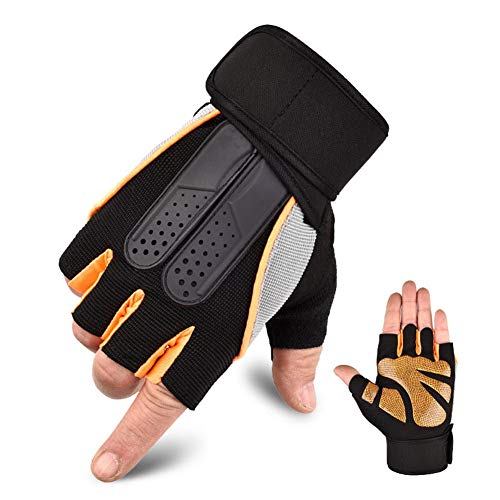 Rysmliuhan Shop Fitness Handschuhe Trainingshandschuhe Kraftsport Damen Fitnesshandschuhe für Fitness-Männer Gewichtheben Handgelenk Unterstützung orange,L von Rysmliuhan Shop