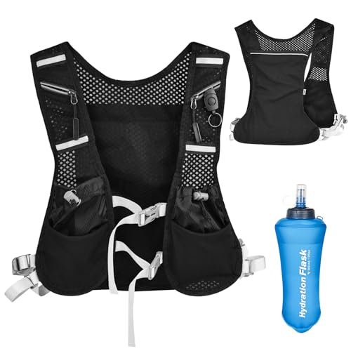Rzspher Laufweste für Damen und Herren,mit 1 Trinkflasche 500 ml,Verstellbare Brustgurte Running Vest,Ultraleicht Reflektierender Laufweste Hydration Pack für Laufen,Radfahren,Trails,Marathons Rzspher Laufweste für Damen und Herren,mit 1 Trinkflasche 500 ml,Verstellbare Brustgurte Running Vest,Ultraleicht Reflektierender Laufweste Hydration Pack für Laufen,Radfahren,Trails,Marathons von Rzspher