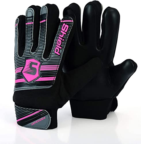 Shield Torwarthandschuhe Fussballhandschuhe Kinder Jungen Premium-Qualität, Hervorragendes Preis-Leistungs-Verhältnis für das Fußballtraining von Kindern Defender (Rosa, 7) von S Shield