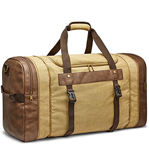 S-ZONE 65L Reisetasche Übergröße Canvas Weekender Tasche Duffle Bag Reise Übernachtung Handgepäck mit Schuhfach von S-ZONE