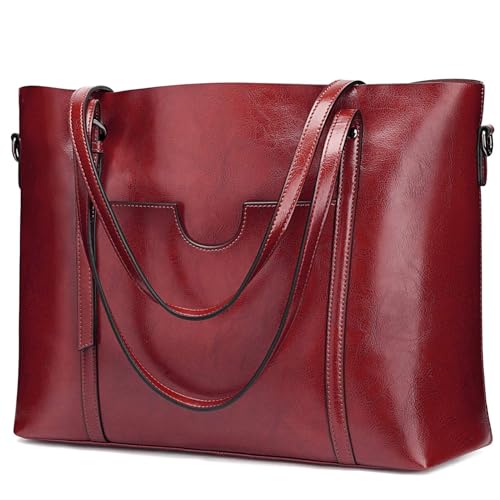S-ZONE Damen 3-Way Schultertasche Vintage Rindspalt Leder Shopper Große Mode Laptop Arbeitstasche Umhängetasche Handtasche Messenger Bag S-ZONE Damen 3-Way Schultertasche Vintage Rindspalt Leder Shopper Große Mode Laptop Arbeitstasche Umhängetasche Handtasche Messenger Bag von S-ZONE