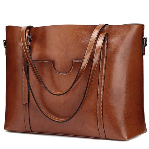 S-ZONE Damen 3-Way Schultertasche Vintage Rindspalt Leder Shopper Große Mode Laptop Arbeitstasche Umhängetasche Handtasche Messenger Bag S-ZONE Damen 3-Way Schultertasche Vintage Rindspalt Leder Shopper Große Mode Laptop Arbeitstasche Umhängetasche Handtasche Messenger Bag von S-ZONE